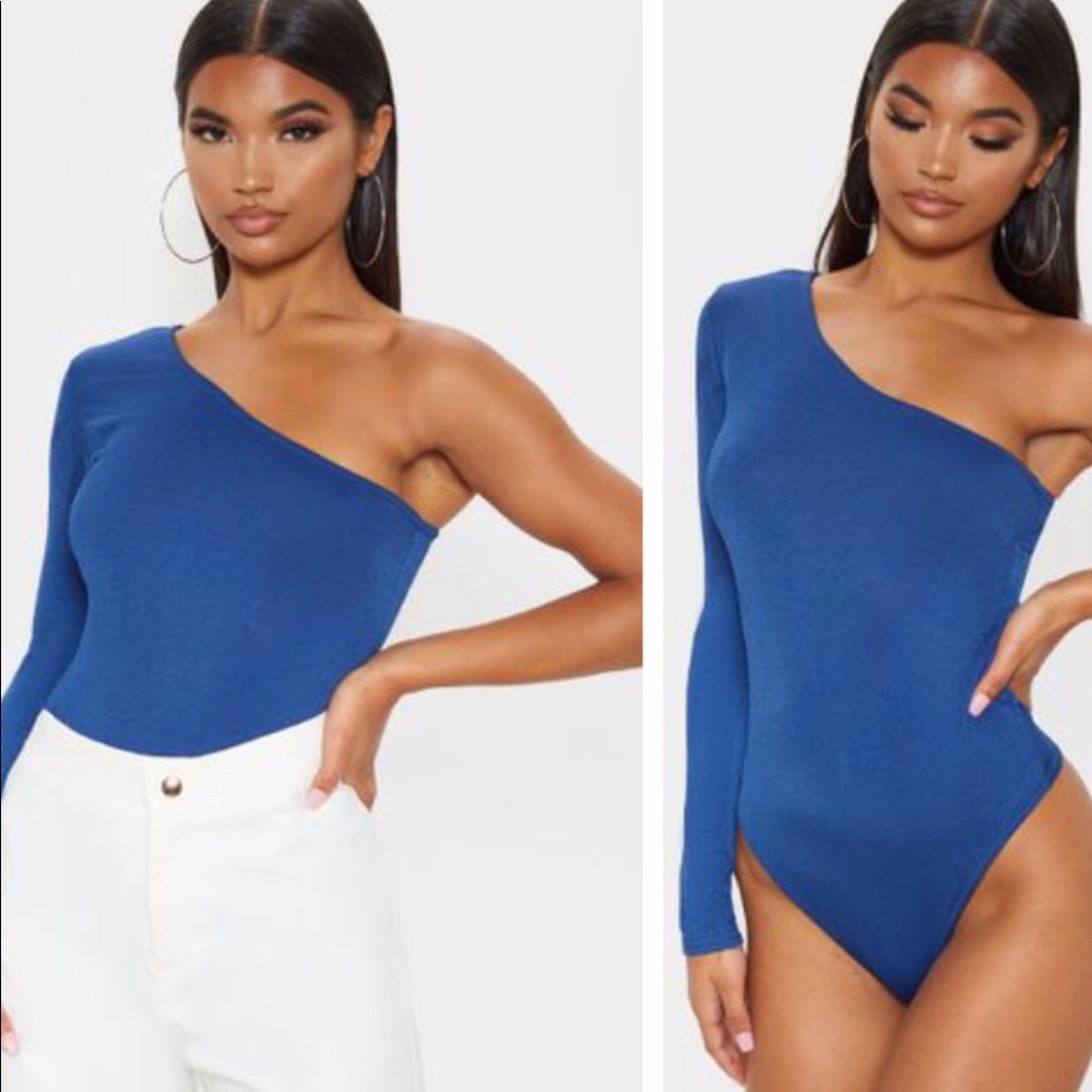 Blue one shoulder bodysuit